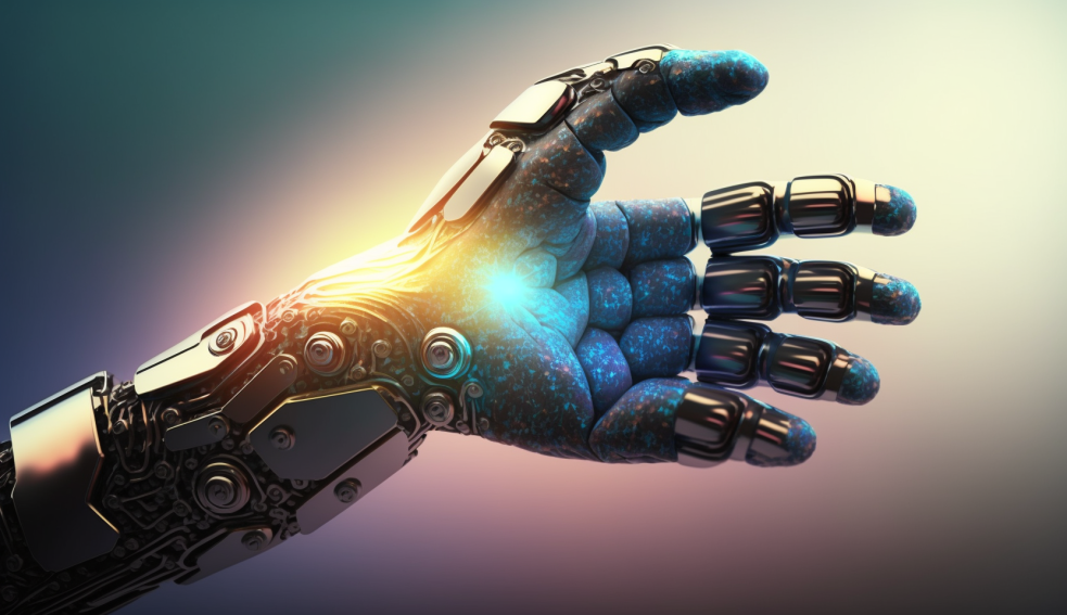 A CGI image of a swiss robot hand, symbolizing the Swiss tech industry's contribution to the rise of personal robotics